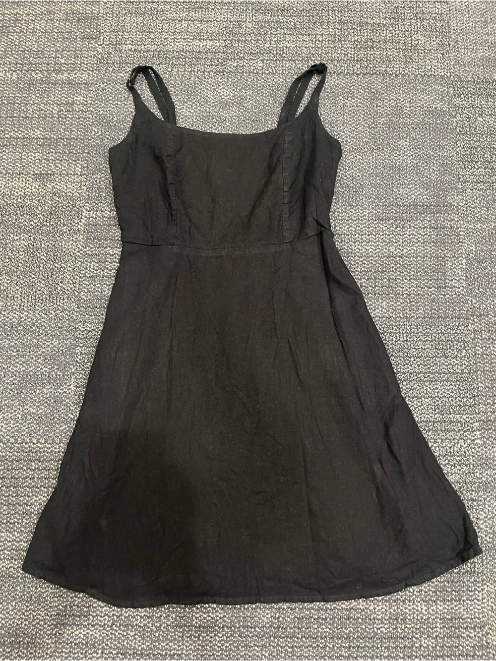 Old Navy Spaghetti-Strap Linen Blend Mini Dress w/ Smocked Back - Black